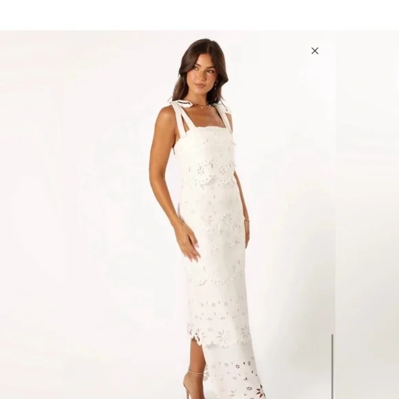 Petal and Pup Off White Eyelet Tie-Shoulder Maxi Dress Size XS - Picture 2 of 16